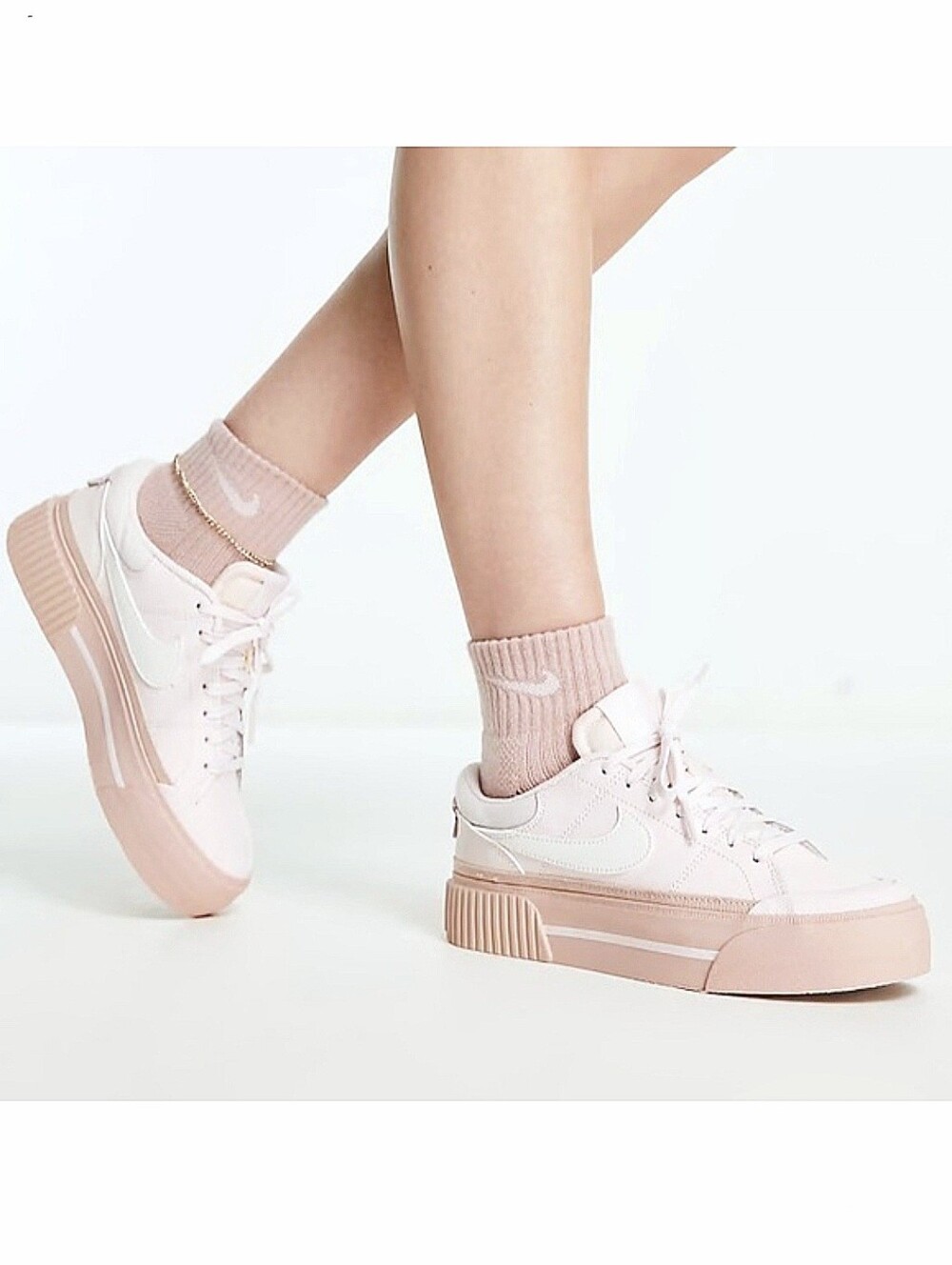 NIKE Court Legacy Lift Platform Sneakers US 10.5 Light Pink